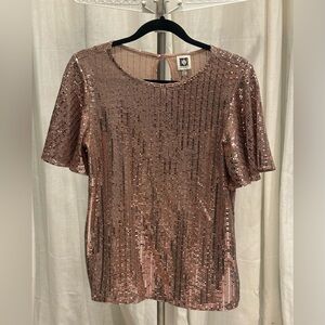 Anne Klein Rose Gold Sequin Blouse